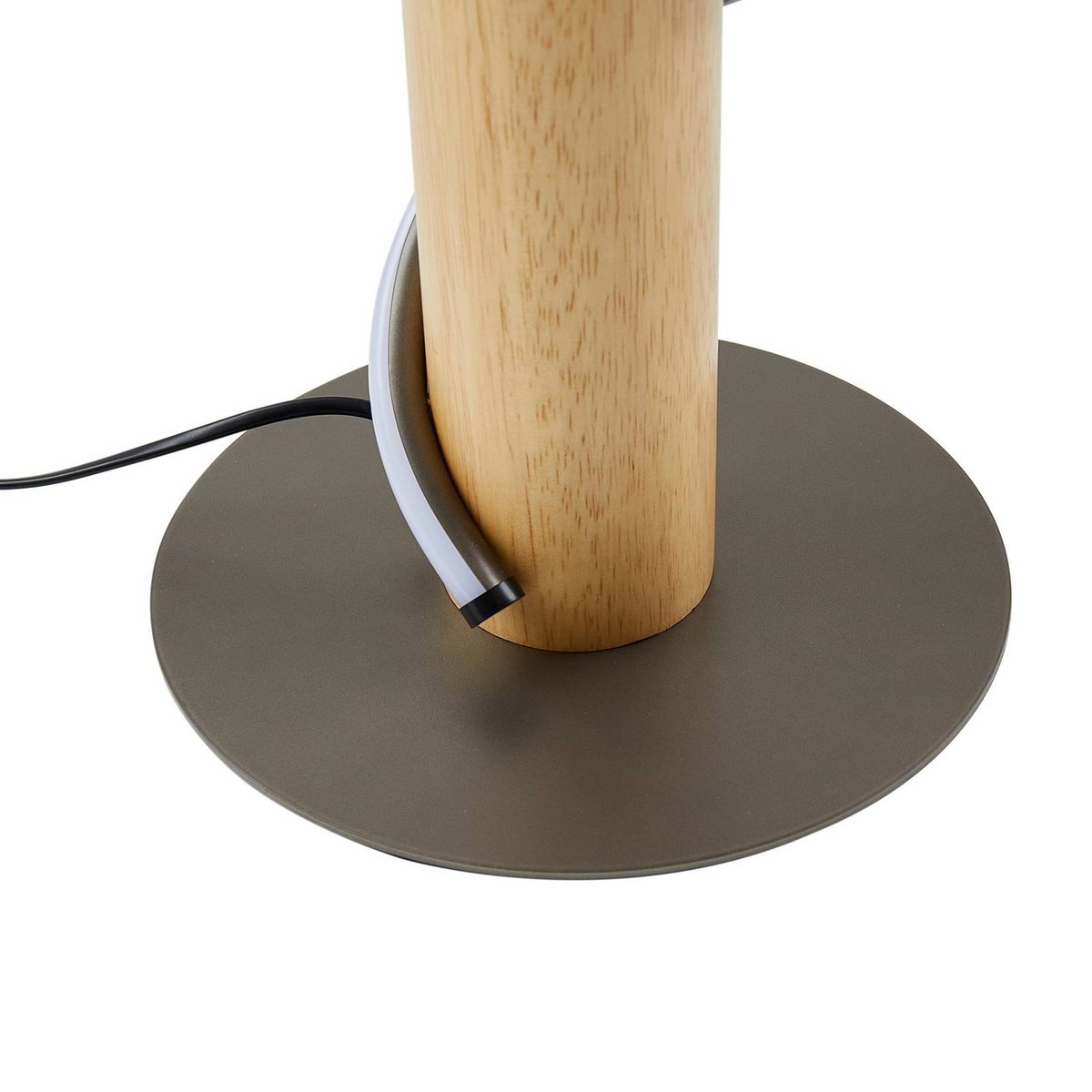Lampadaire en aluminium traditionnelLED gris, bois clair, LINDBY
