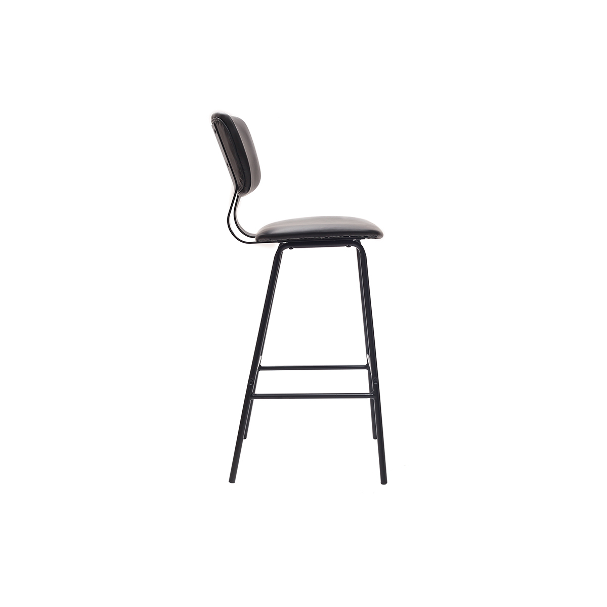 Tabourets de bar vintage noirs avec pieds métal 75 cm (lot de 2) LAB noir, MILIBOO