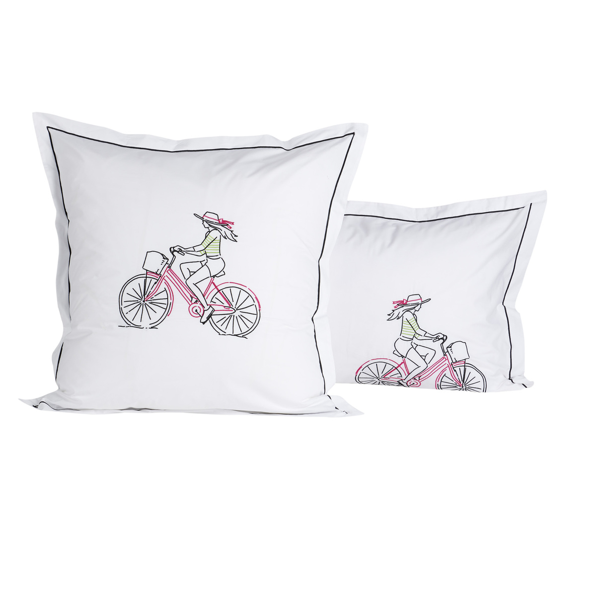 Taie d'oreiller  en Percale de coton brodée - SUMMERTIME motifs, TRADITION DES VOSGES