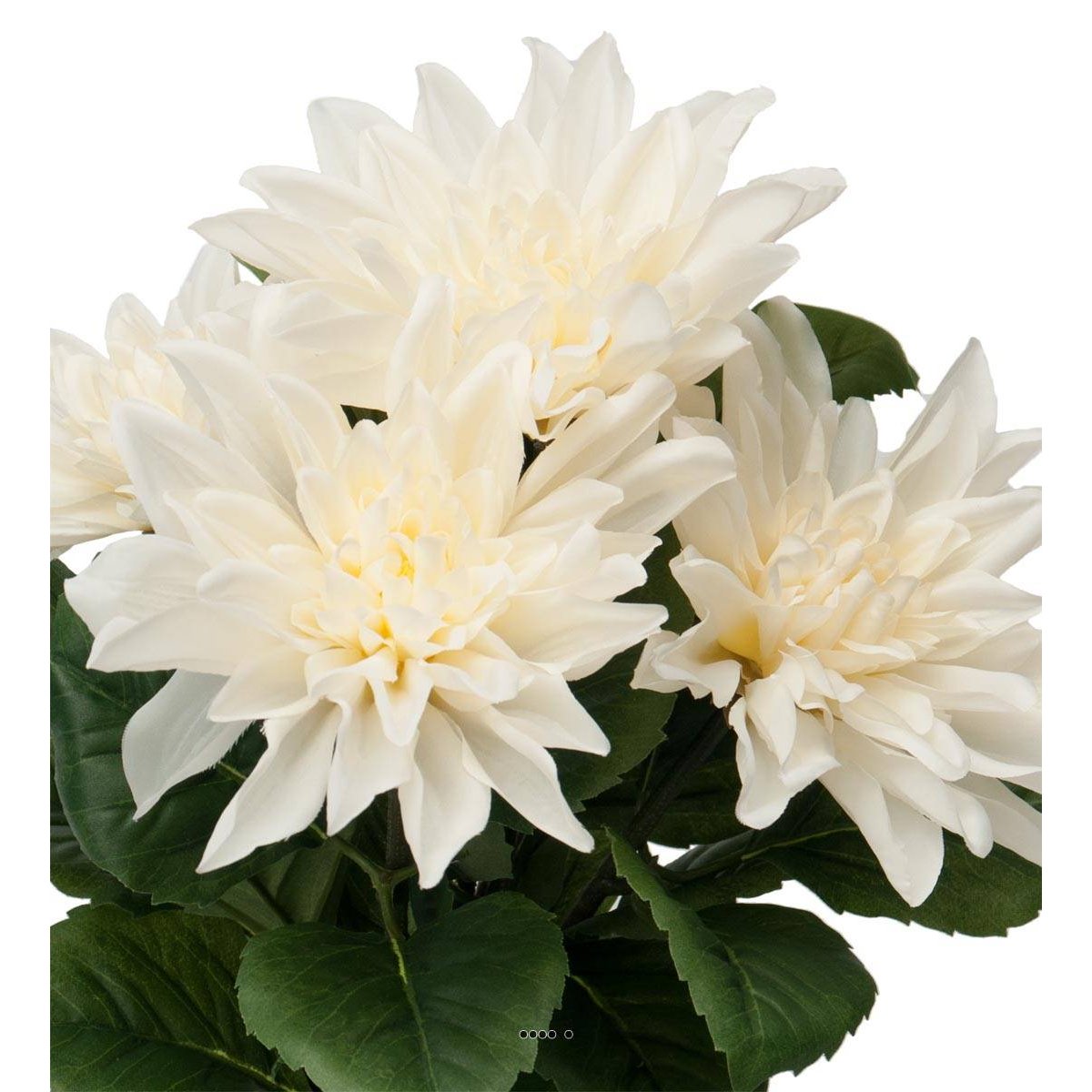 Dalhia commun artificiel en pot, 5 fleurs crème, ARTIFICIELLES