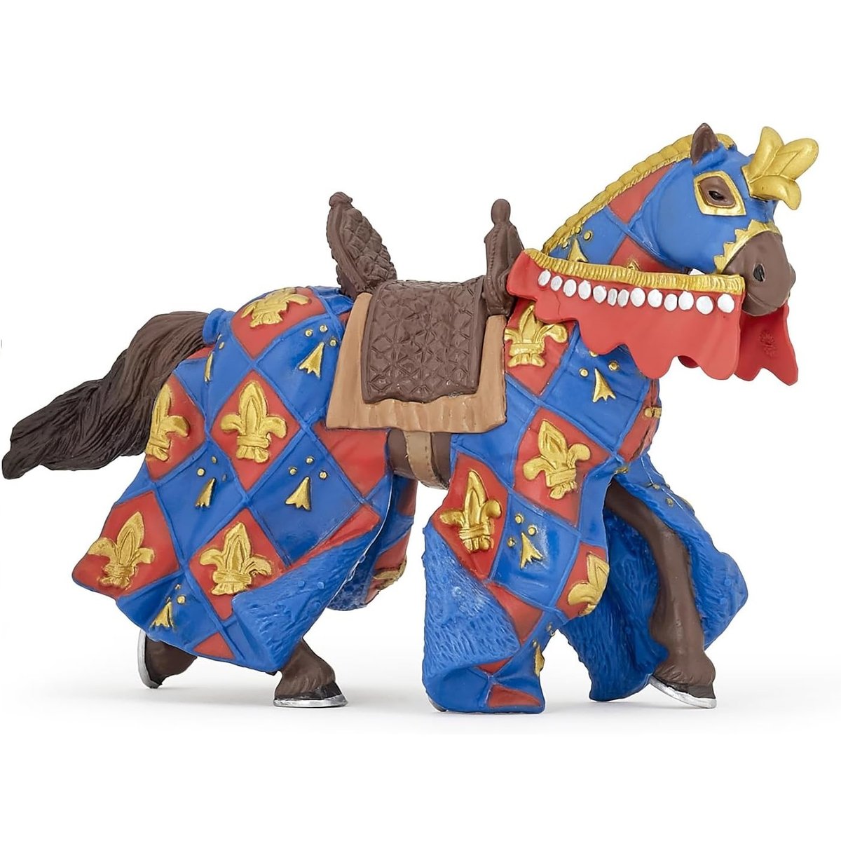 Figurine Cheval bleu fleur de lys bleu, PAPO
