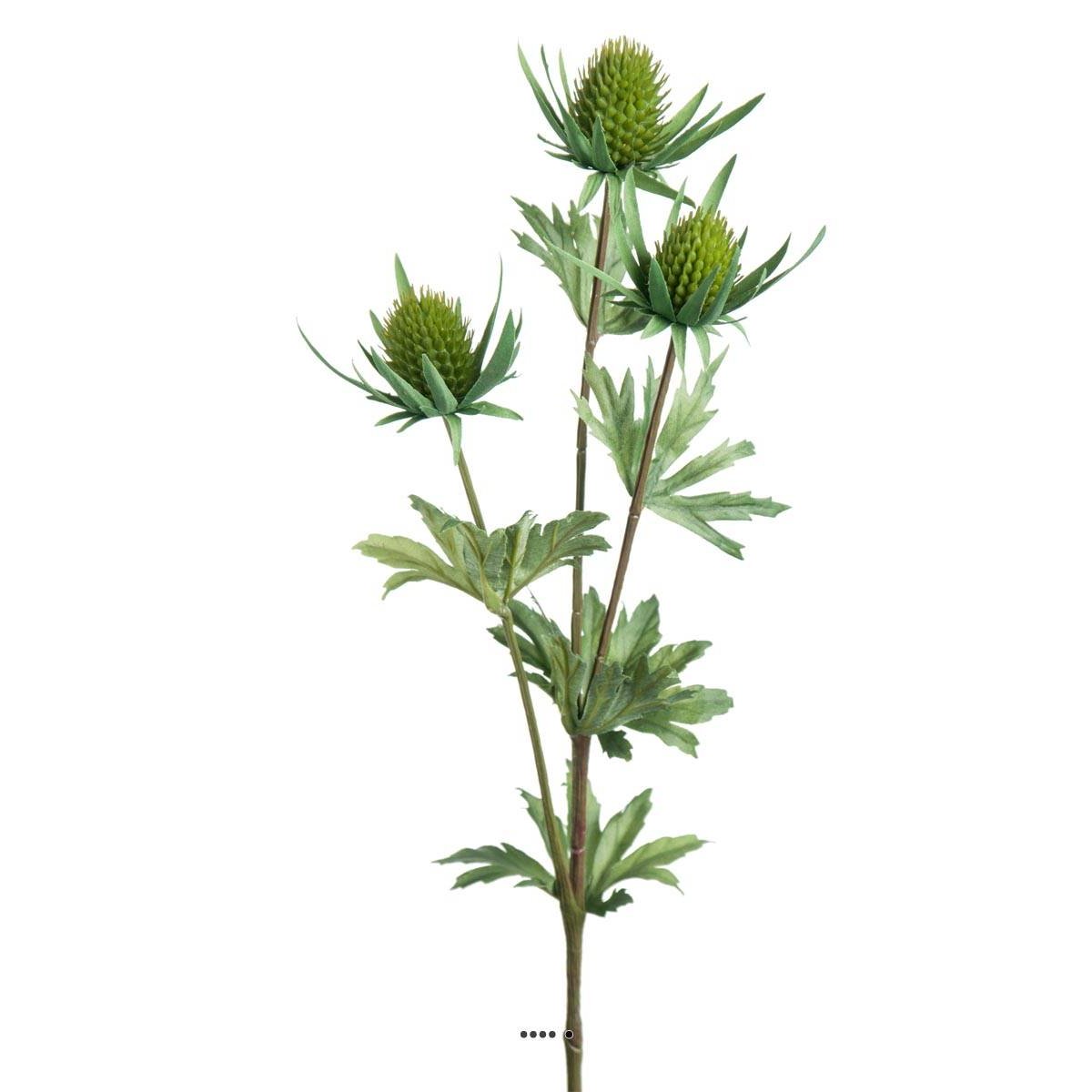 Chardon fleur factice H65cm 3 fleurs vert, ARTIFICIELLES