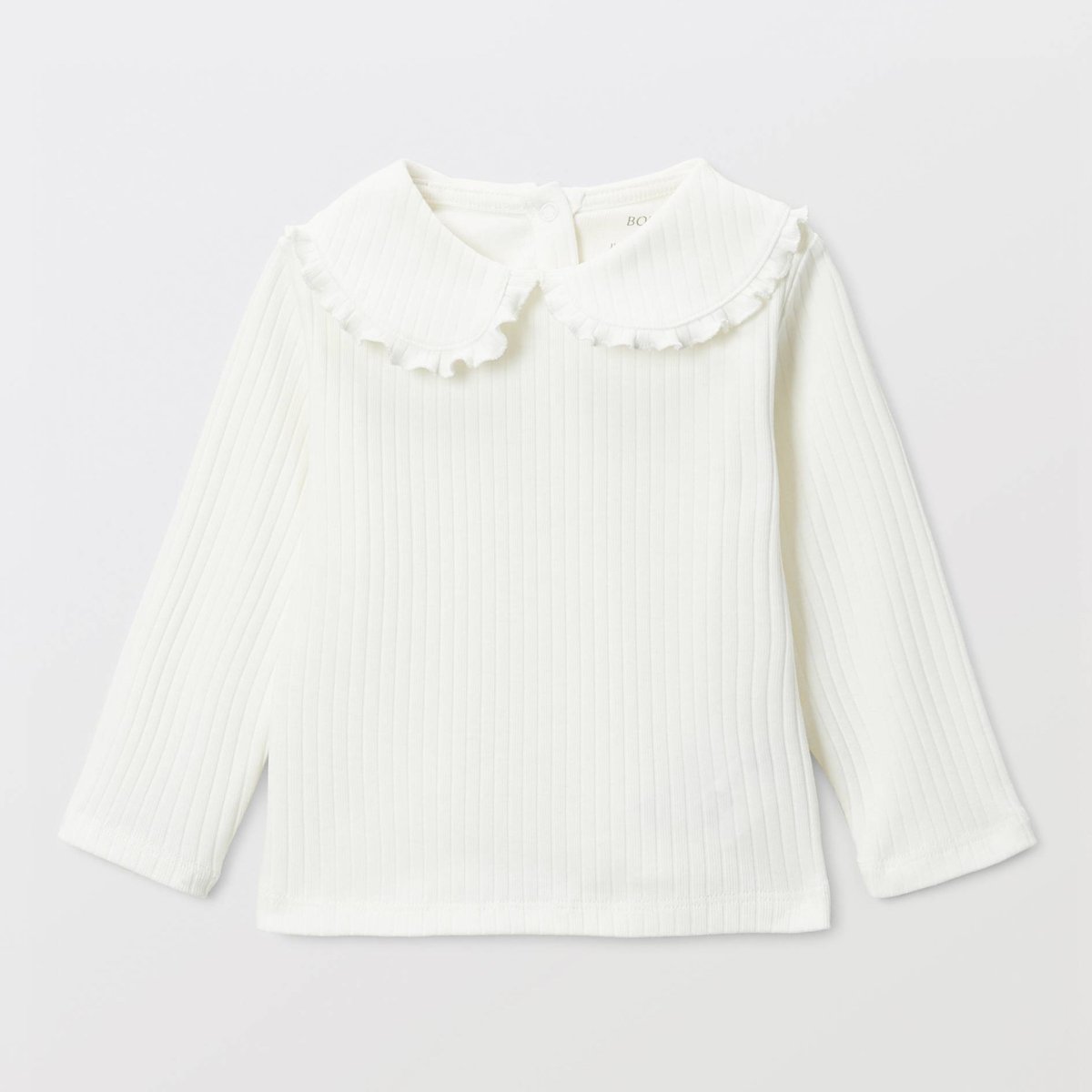 Blouse unie grand col brodé en coton BIO GOTS ecru, BOUT'CHOU