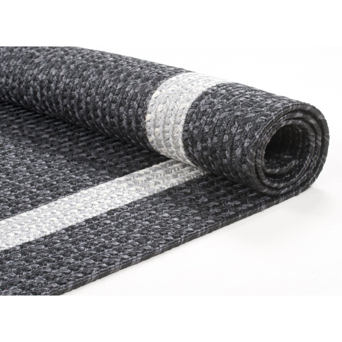 Tapis outdoor et indoor tissé main Benito anthracite, GINO FALCONE