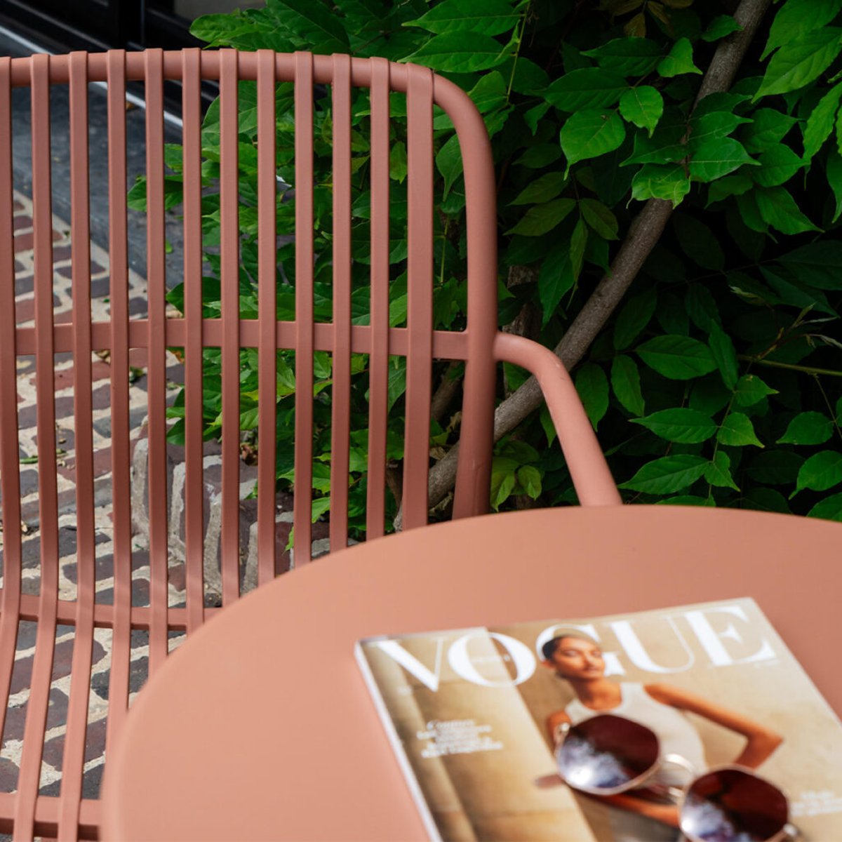 Table ronde de jardin en acier Terracotta PALOMA terracotta, WILSA GARDEN