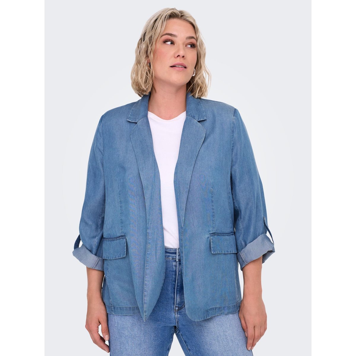 Blazer medium blue denim, ONLY CARMAKOMA
