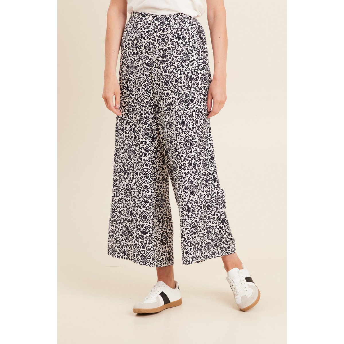 Pantalon 7/8ème taille haute bleu marine, BREAL
