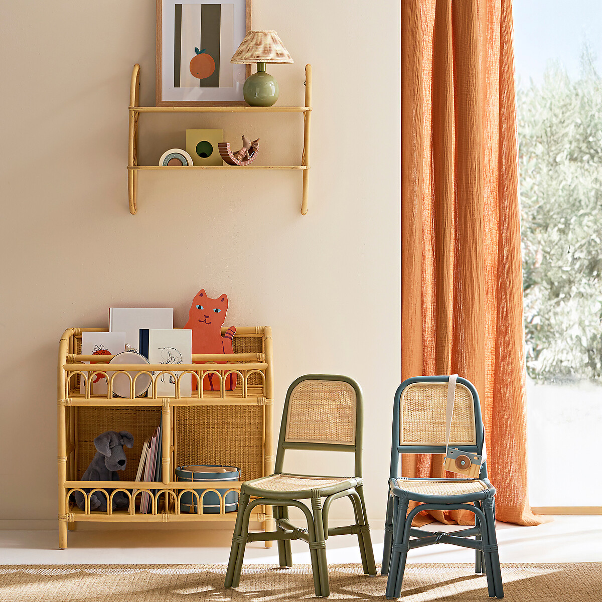 Lampe à poser céramique et rotin, Alios vert/naturel, LA REDOUTE INTERIEURS