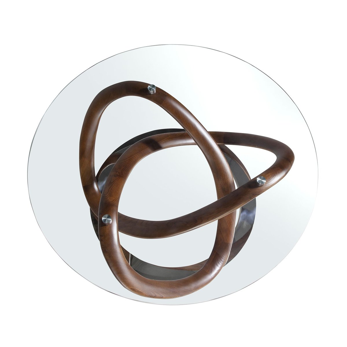 Table basse ronde en verre trempé, noyer et acier chromé noyer | verre | acier, ANGEL CERDA