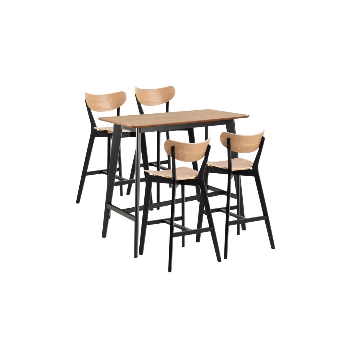 Table de bar et 4 tabourets de bar scandinaves en bois - LETA chêne, HELLIN, DEPUIS 1862