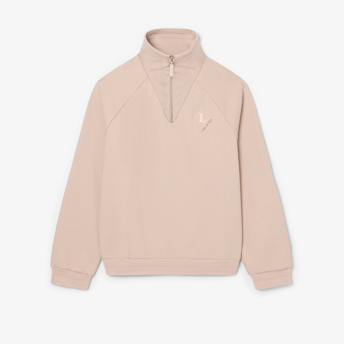 Sweatshirt fabriqué en France col zippé beige-s69, LACOSTE