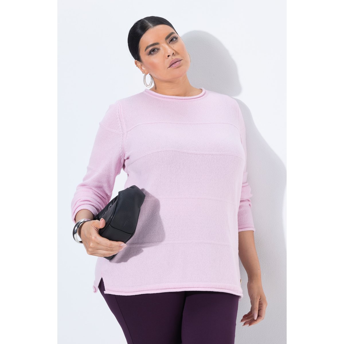 Pull avec rayures en relief vieux rose, ULLA POPKEN