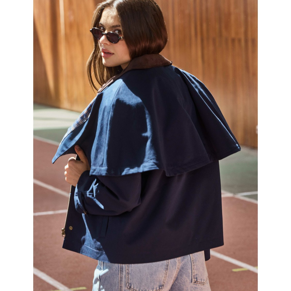 Veste cape amovible bleu foncé, BZB