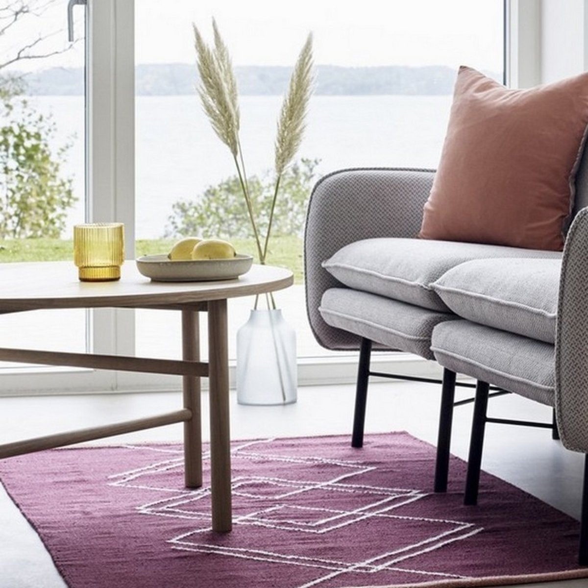 Tapis recyclé design rouge bordeaux, HUBSCH