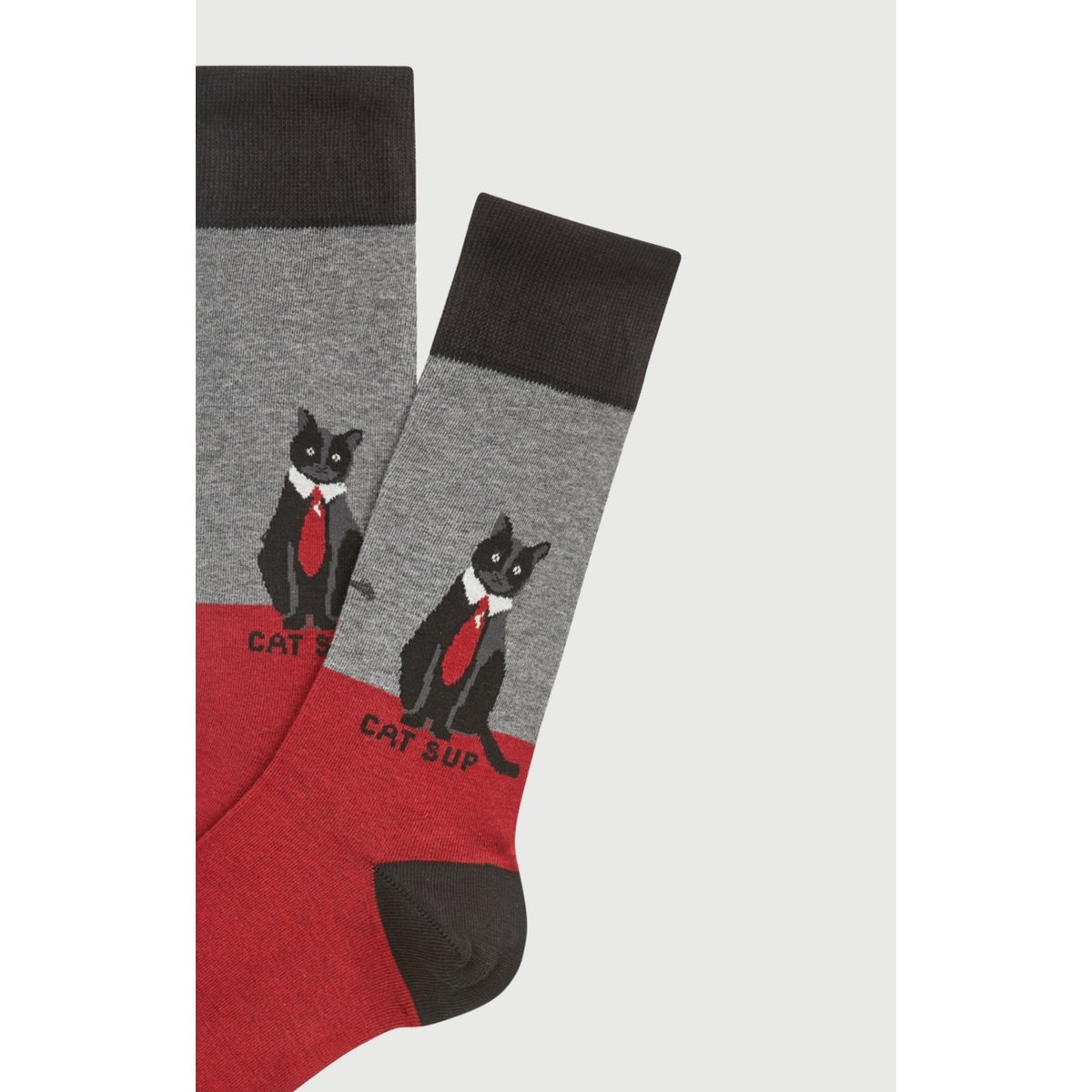 Chaussettes en coton imprimé Cat sup Gris gris, ARTHUR