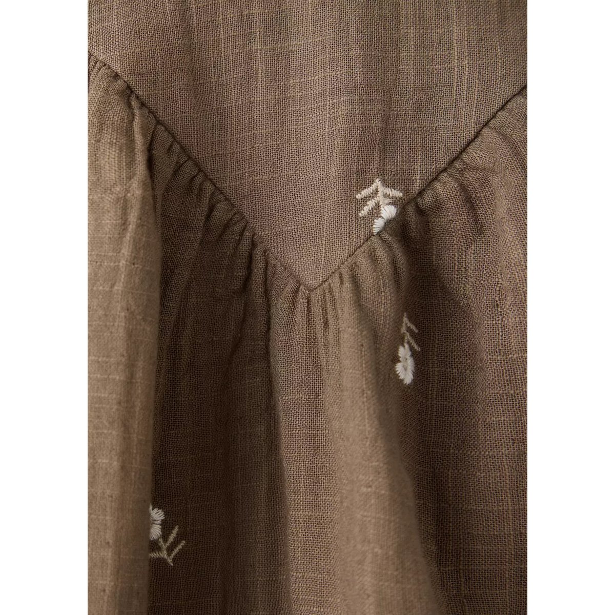 Robe et barboteuse à fleurs brodées chocolat, MANGO BABY