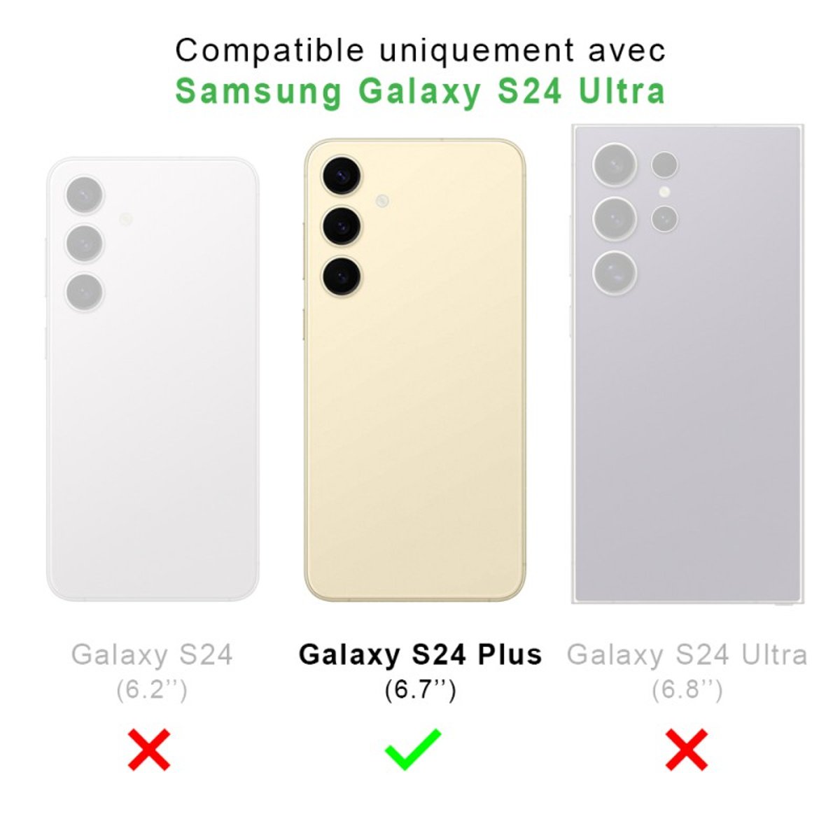 Coque Galaxy S24 Plus antichoc + 2 vitres transparent, EVETANE