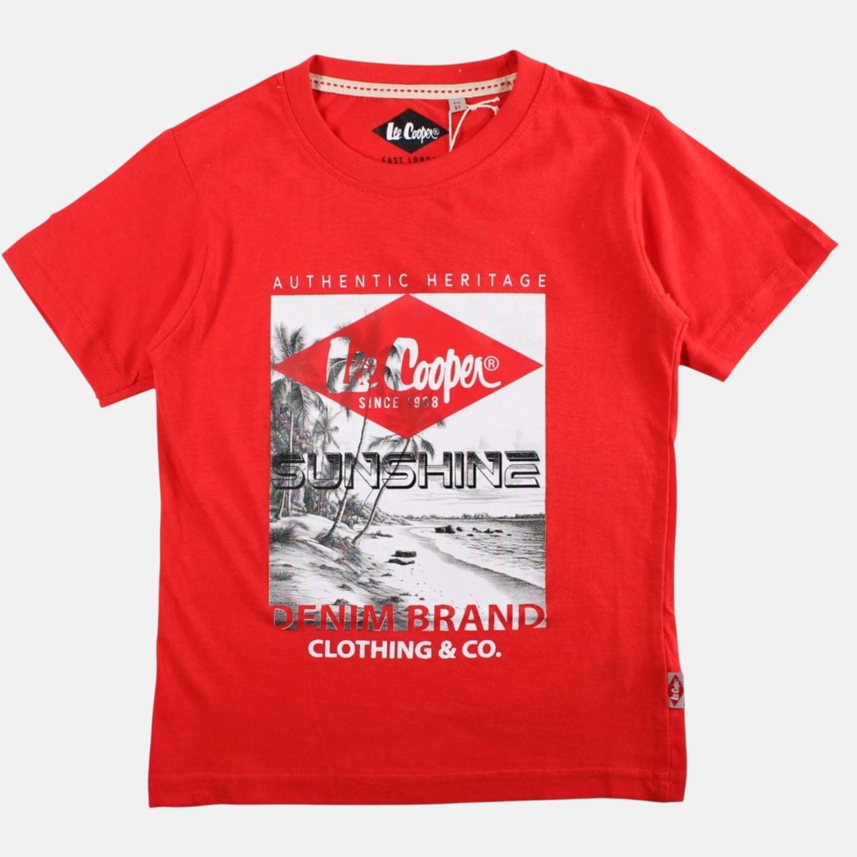 T-shirt manches courtes imprimé, col rond POSTER rouge, LEE COOPER