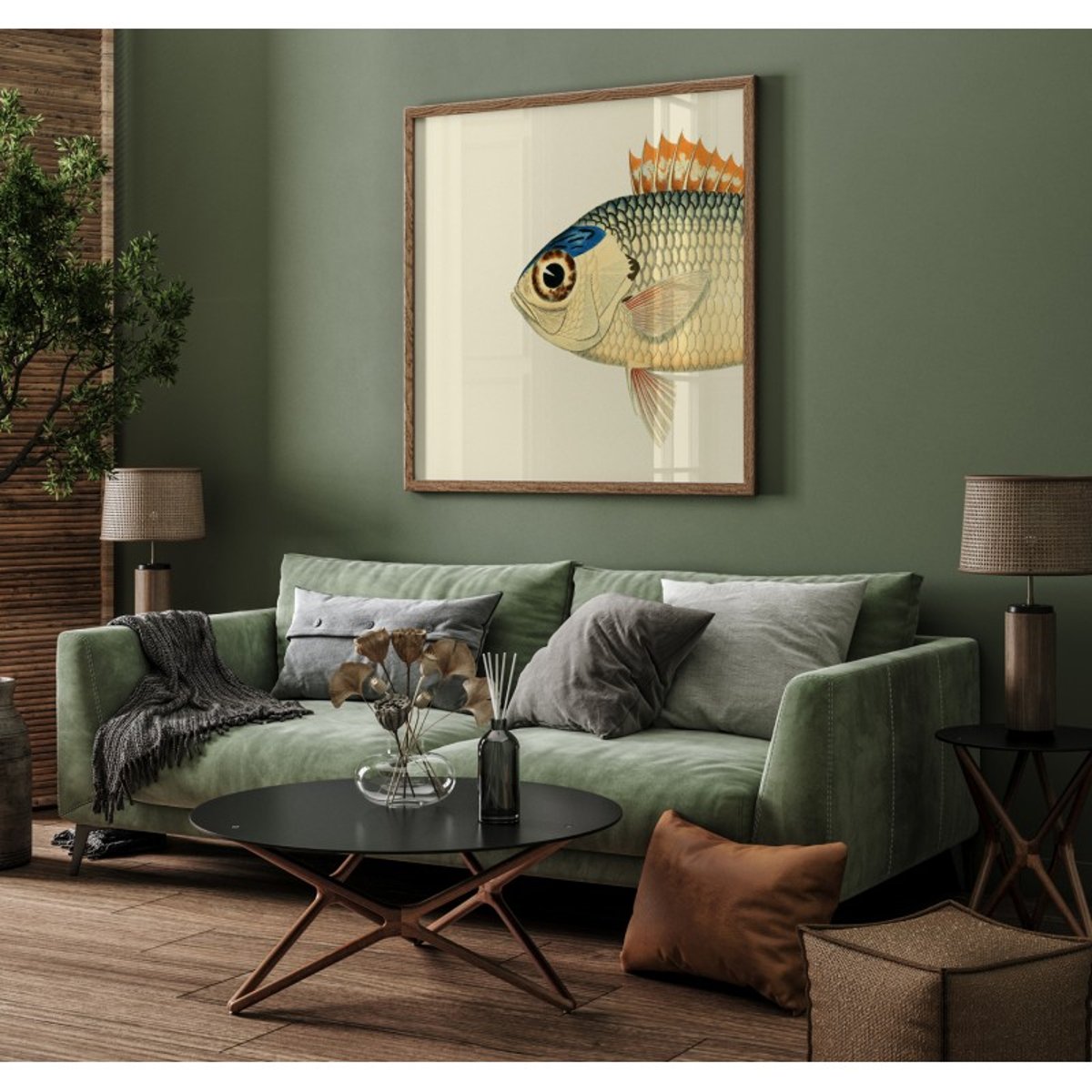 Affiche tête de poisson multicolore, THE DYBDAHL CO