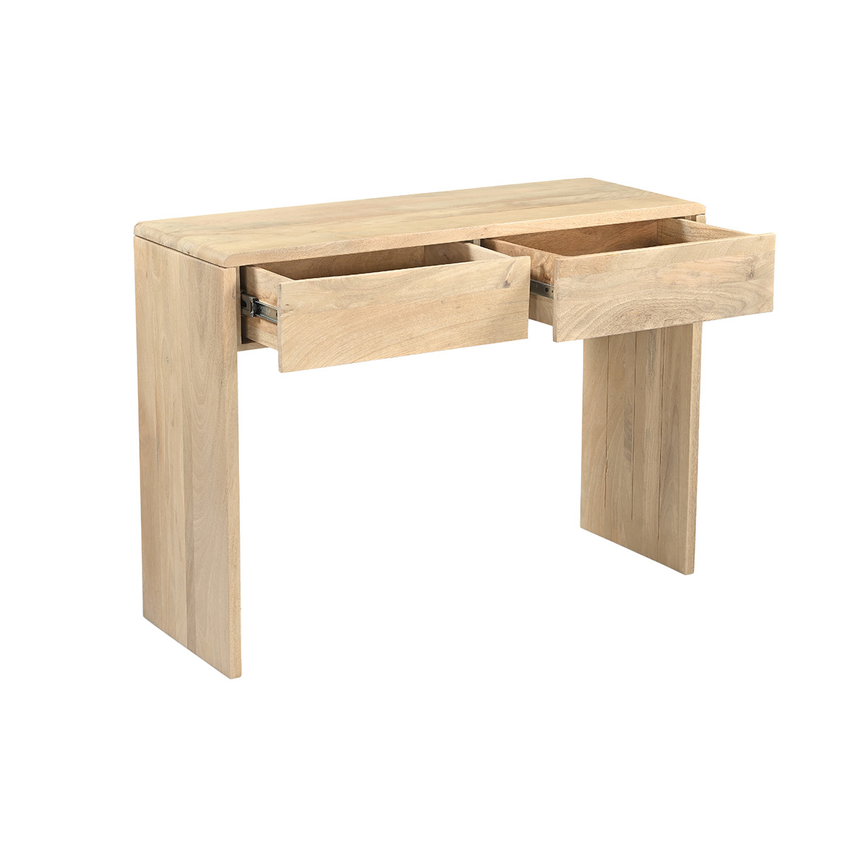 Console avec rangements en bois clair manguier massif L105 cm LATIKA couleur unique, MILIBOO