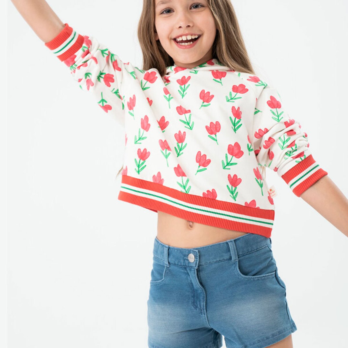 Short en denim avec bouton et fermeture é bleu, BOBOLI