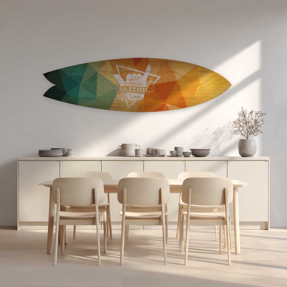 Planche de Surf déco Mosaïque Surfing Day tableau alu dibond, HEXOA