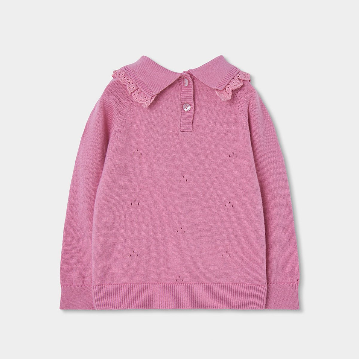 Pull fille avec col brodé de fleurs rose, BOBOLI