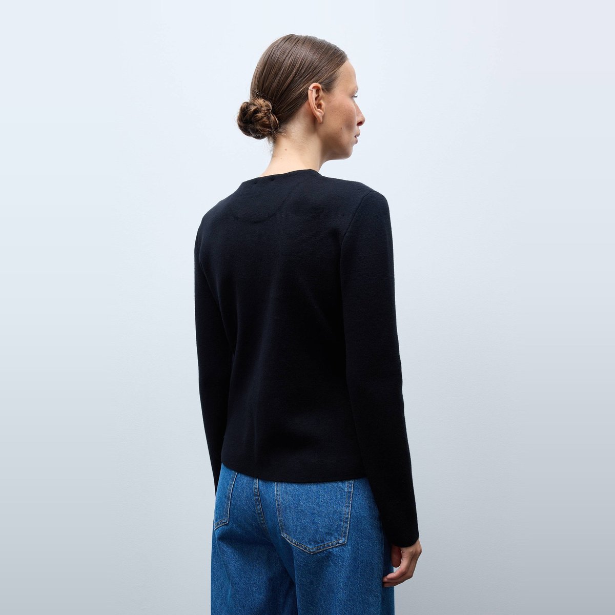 Veste maille unie en laine et coton noir, MONOPRIX