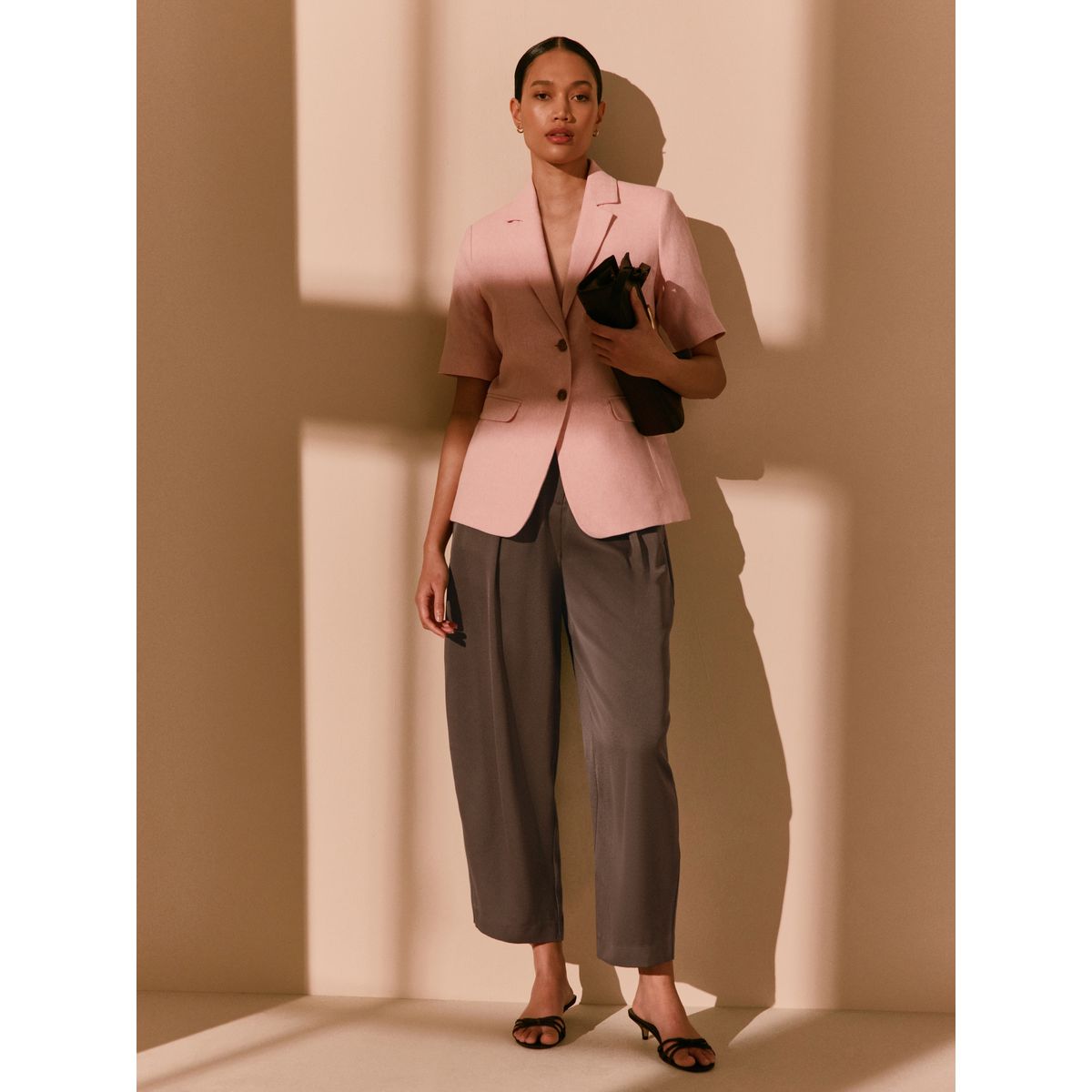 Pantalon bouffant en satin marron, NEXT