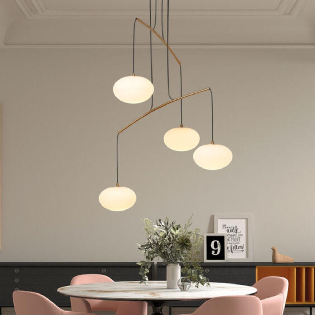 Grande lampe à suspension globe Press laiton laiton, MILLUMINE