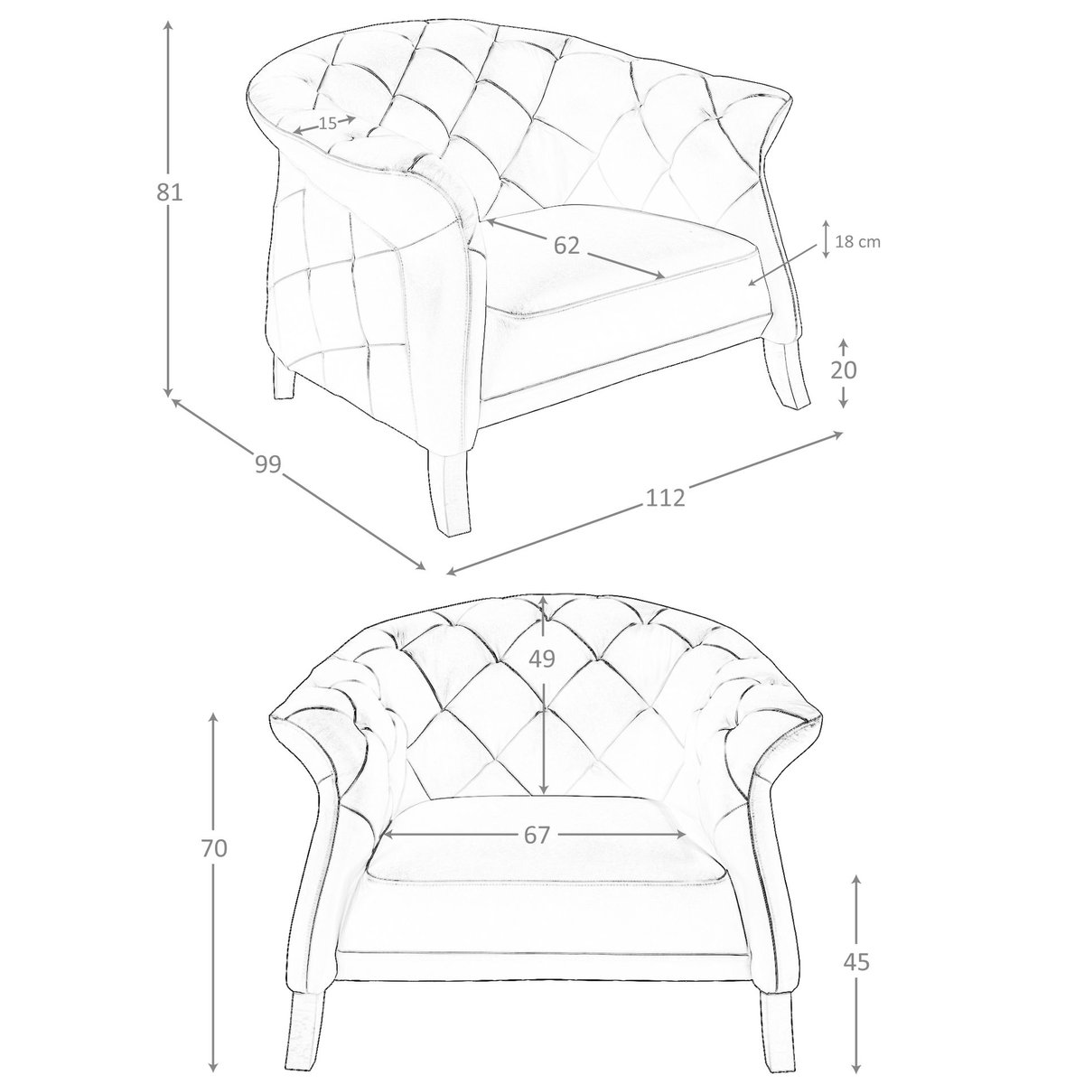 Fauteuil en cuir gris | miel, ANGEL CERDA
