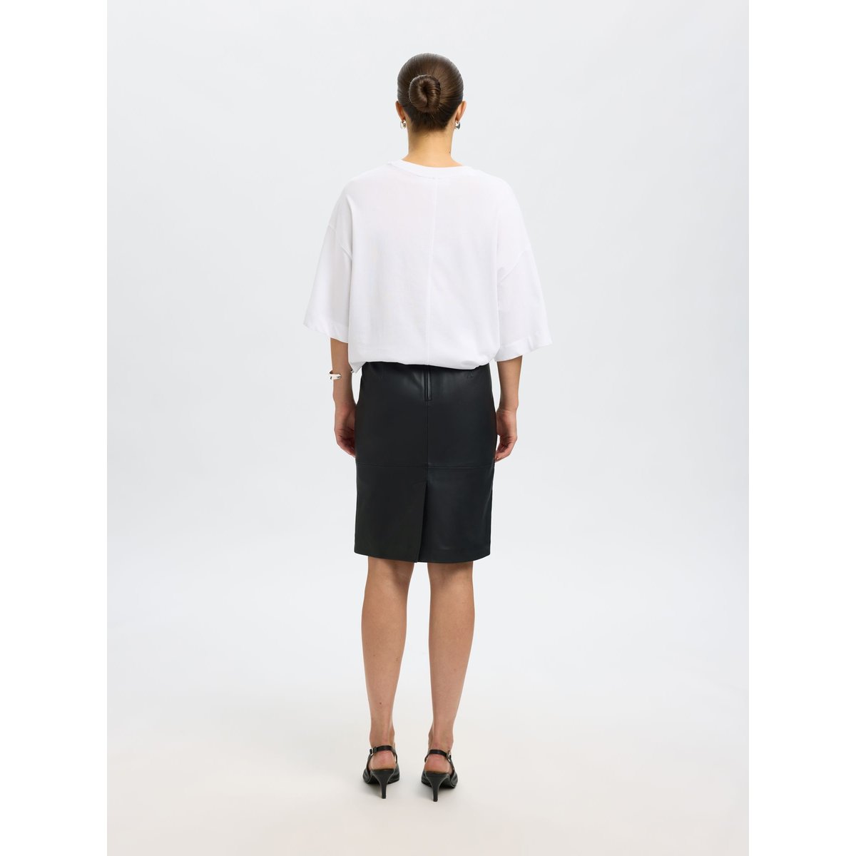 Jupe En Cuir Taille haute black, SELECTED