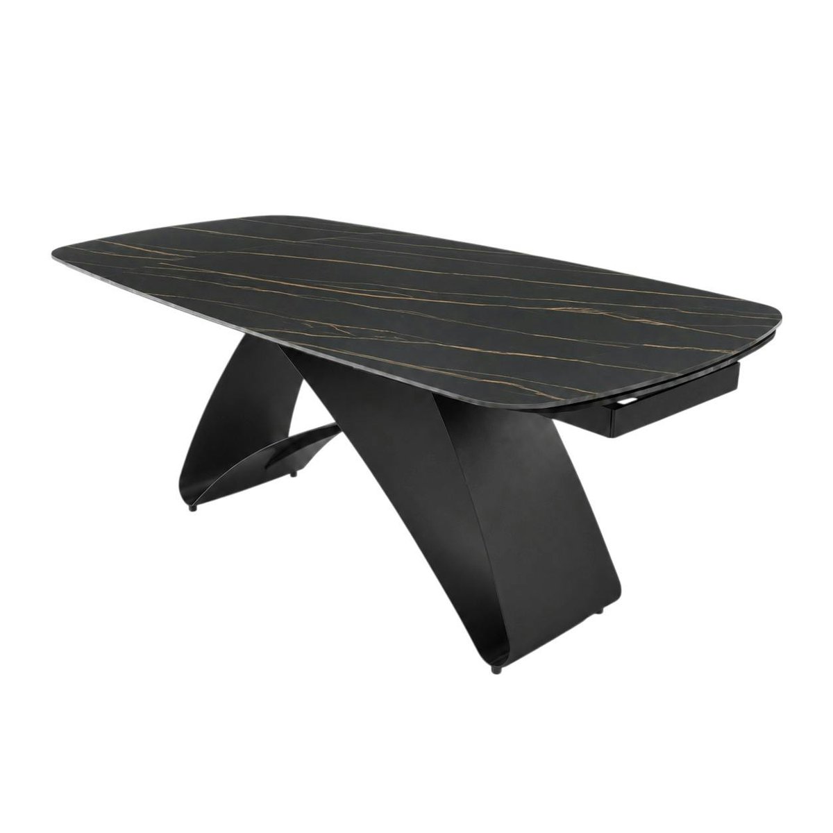 Table design en céramique, plateau extensible 8 / 10 places LORA marbre noir, PIER IMPORT