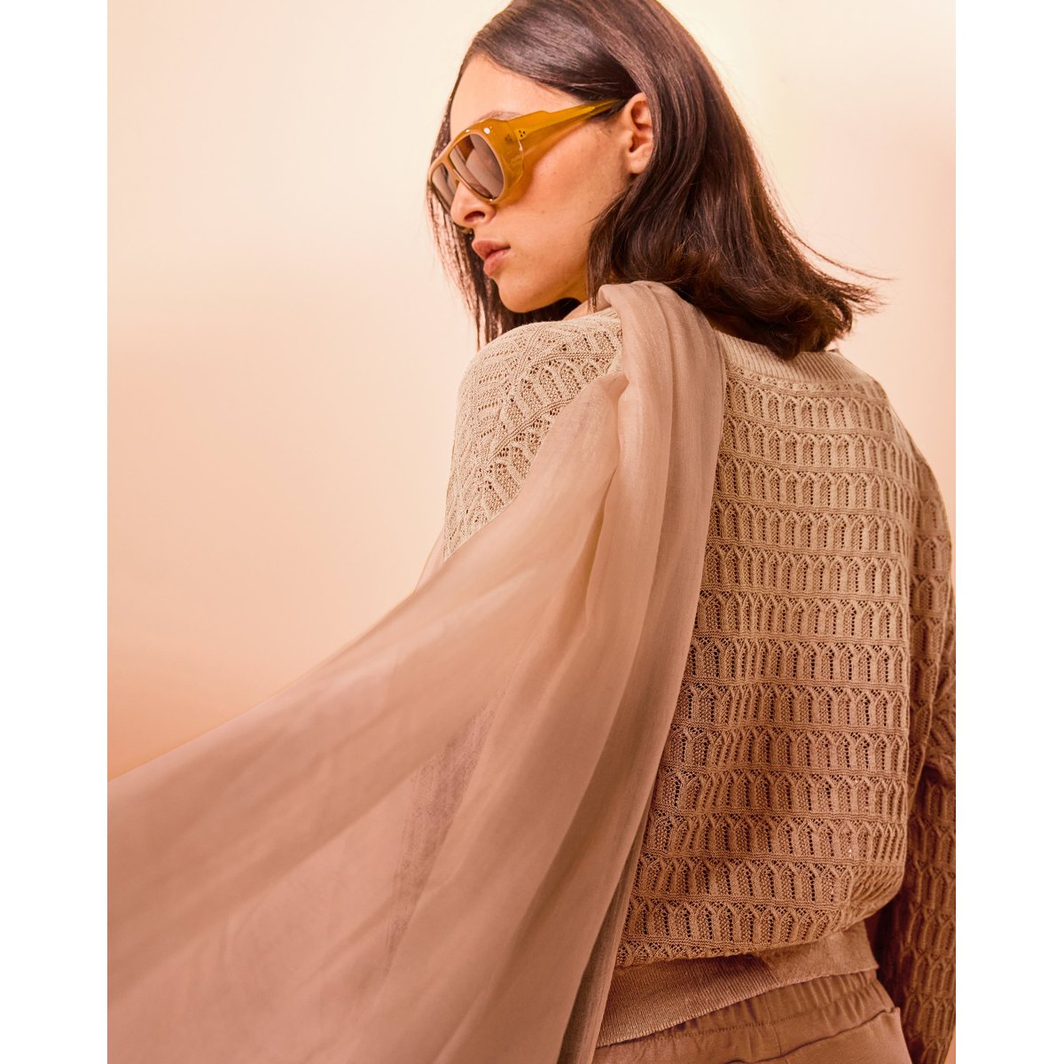 Écharpe fine en cachemire beige, RODIER