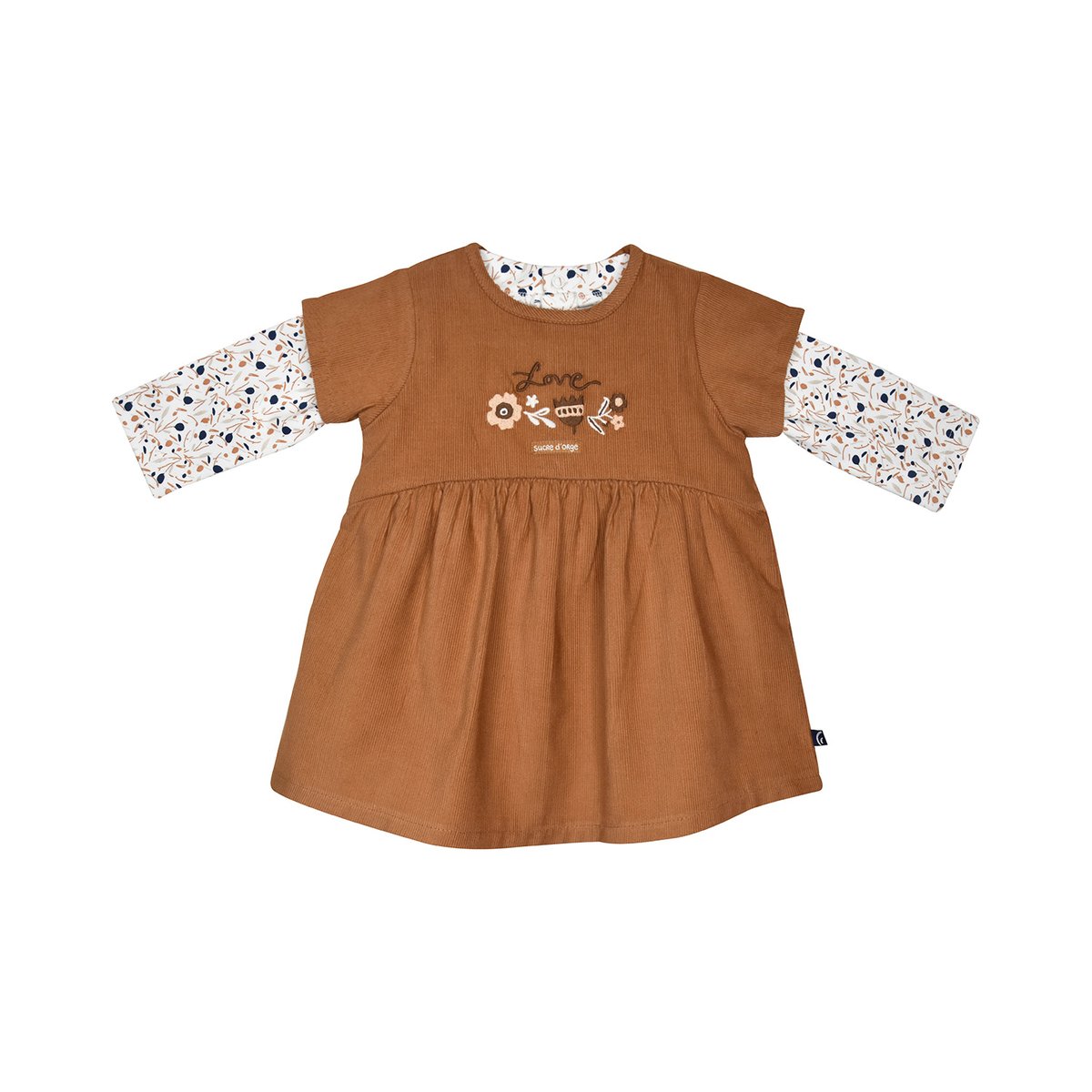 Ensemble tshirt robe mariane velours cotele marron, SUCRE D'ORGE