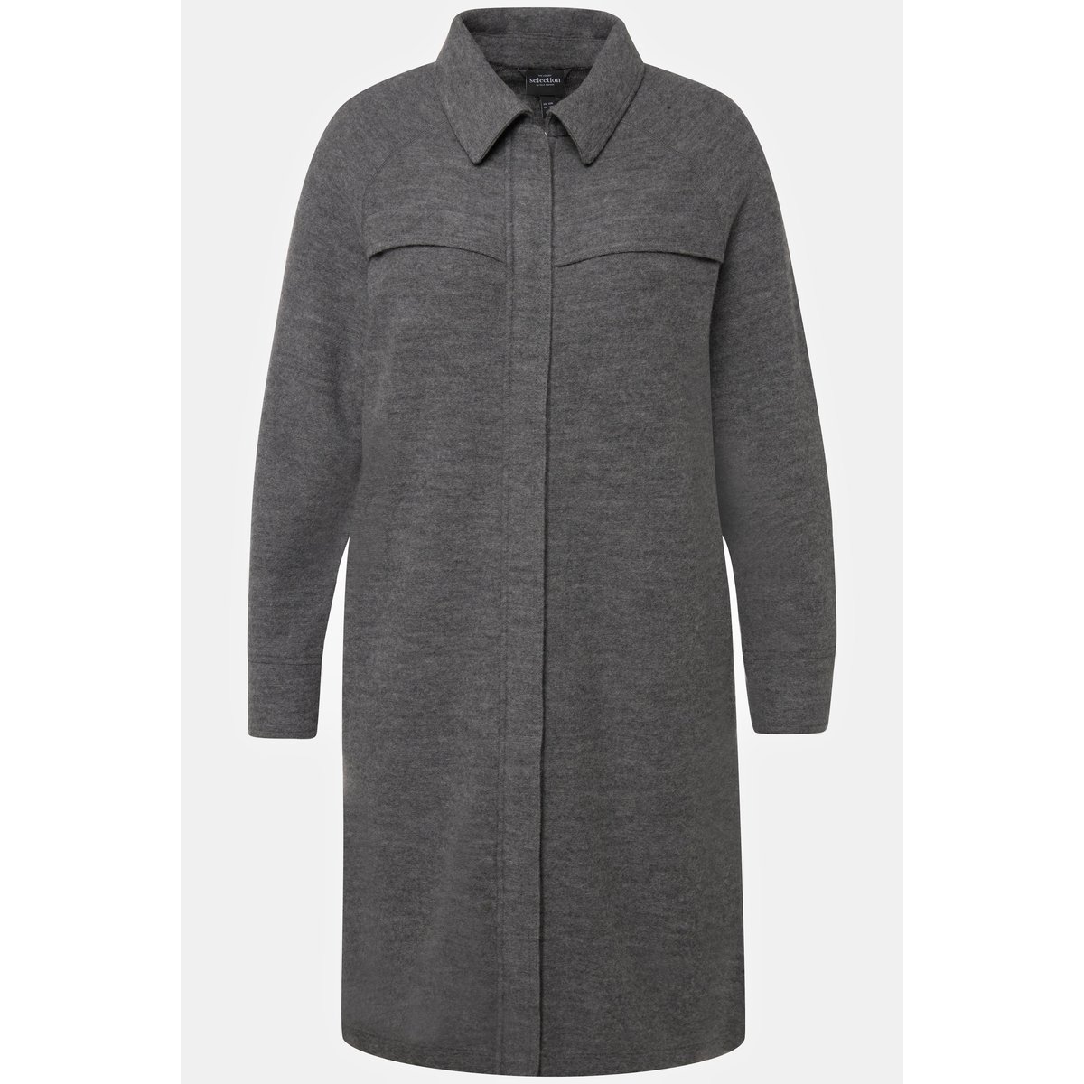 Manteau en laine bouillie avec col chemise gris clair chiné, ULLA POPKEN