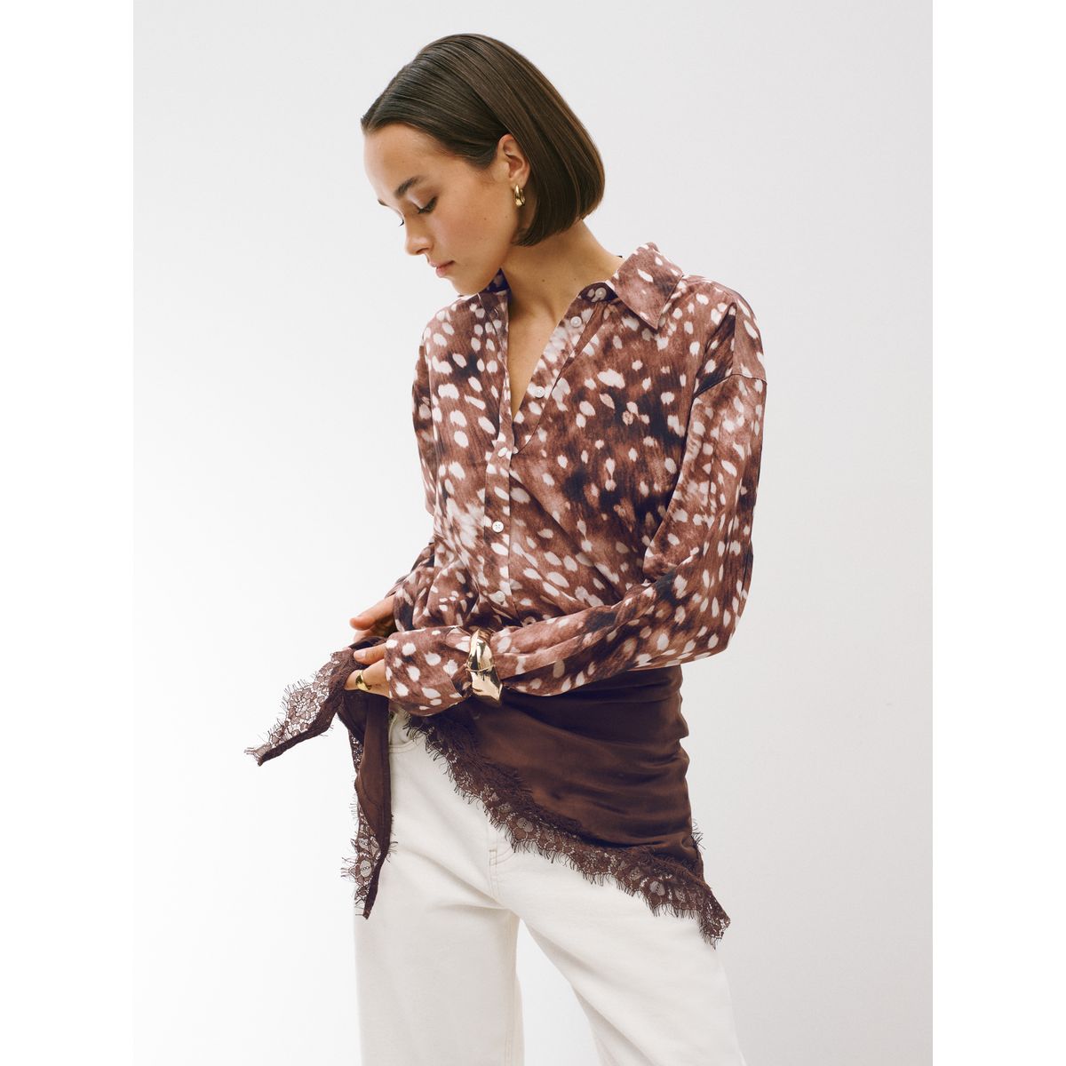 Chemise décontractée en coton léger motif de cerf, NEXT
