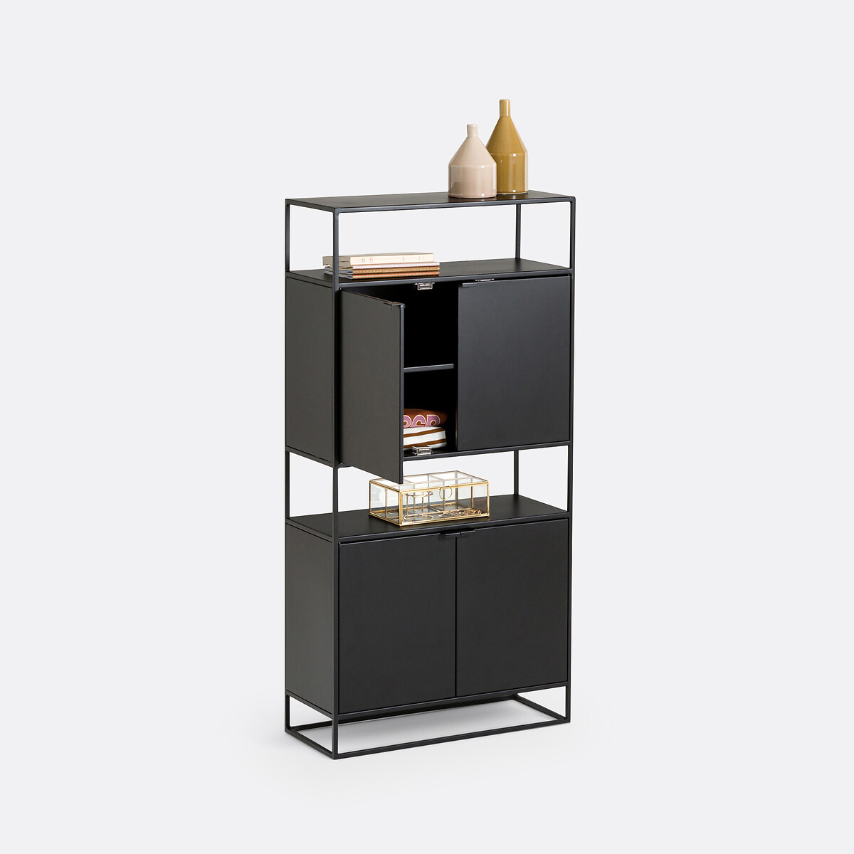 Armoire d'entrée 4 portes en métal acier, Miva métal noir, LA REDOUTE INTERIEURS