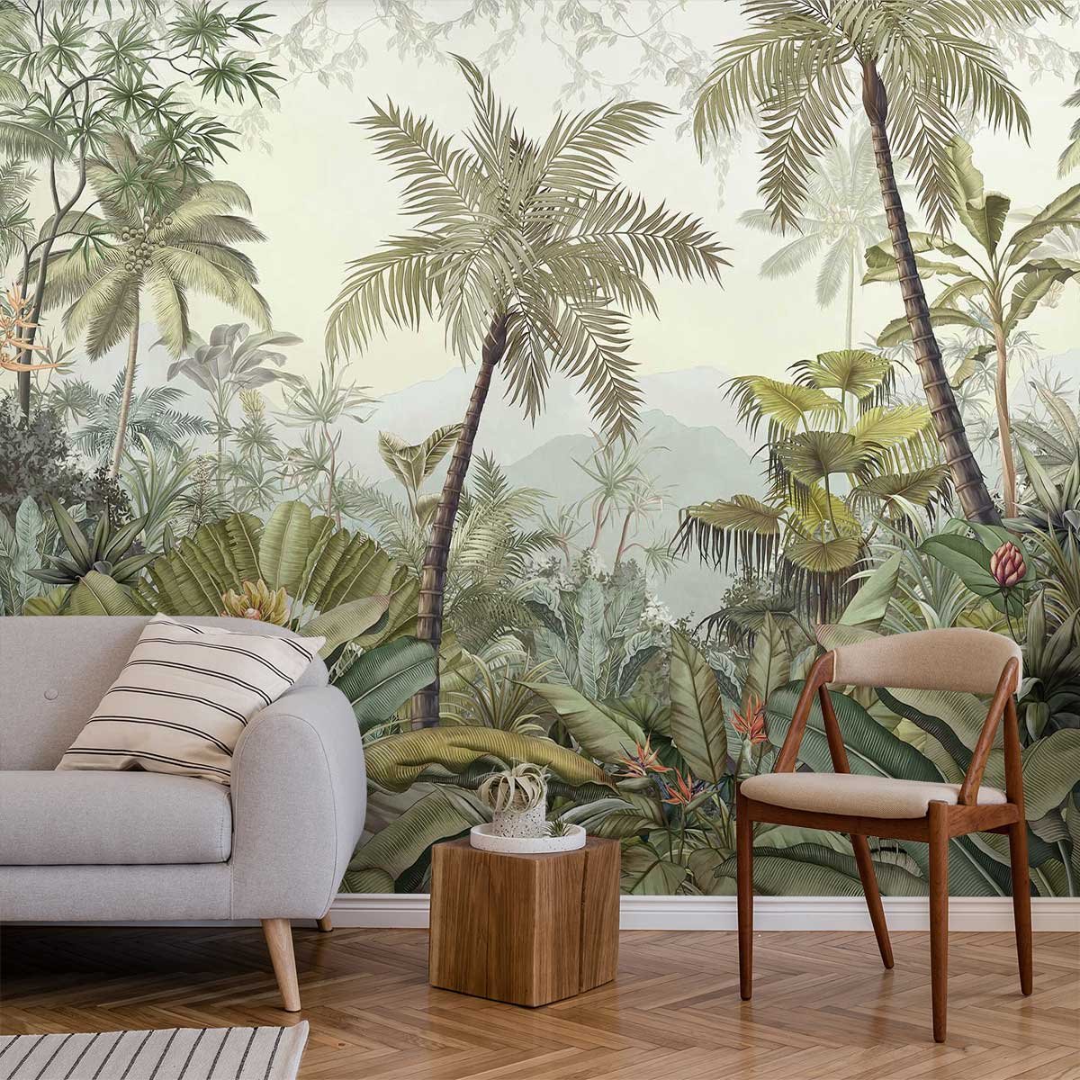 Papier peint jungle palette intissé, HEXOA