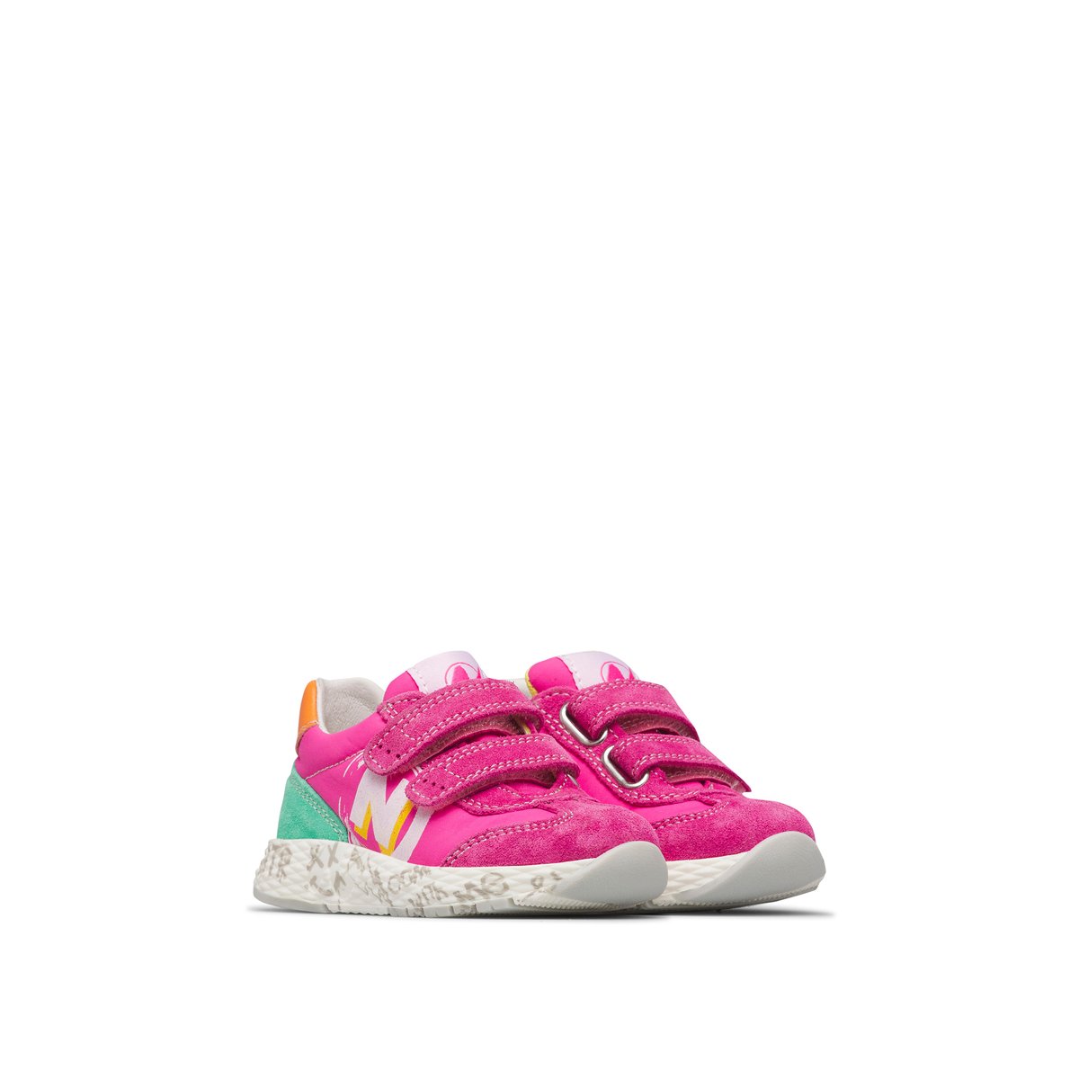 Sneakers en cuir et tissu JESKO 2 VL. fuchsia-blanc, NATURINO