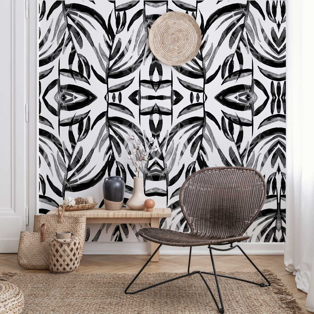 Papier peint panoramique Ethnique, Vert 510 x 250cm noir, ACTE DECO