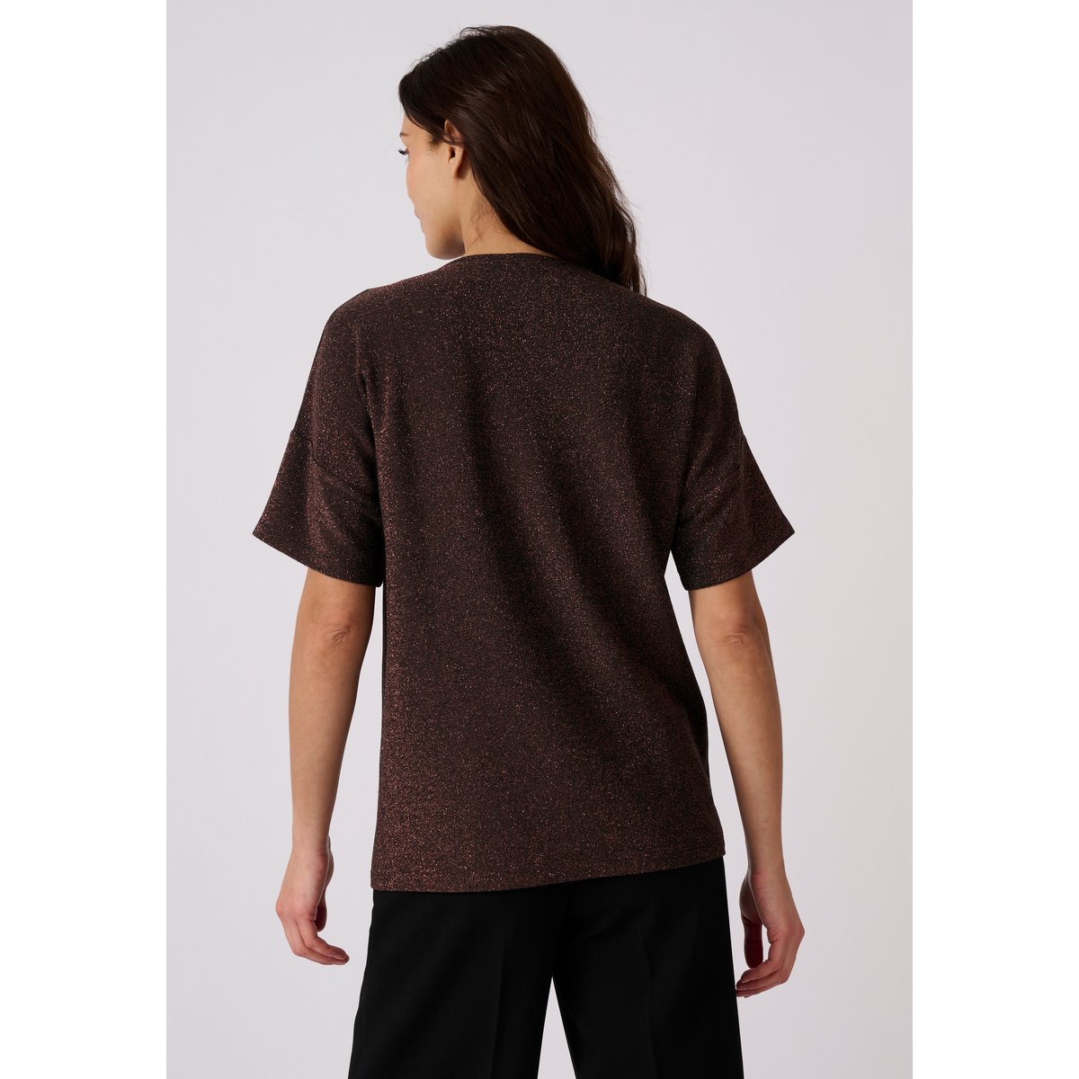 T-shirt en maille brillante marron chocolat, DAMART