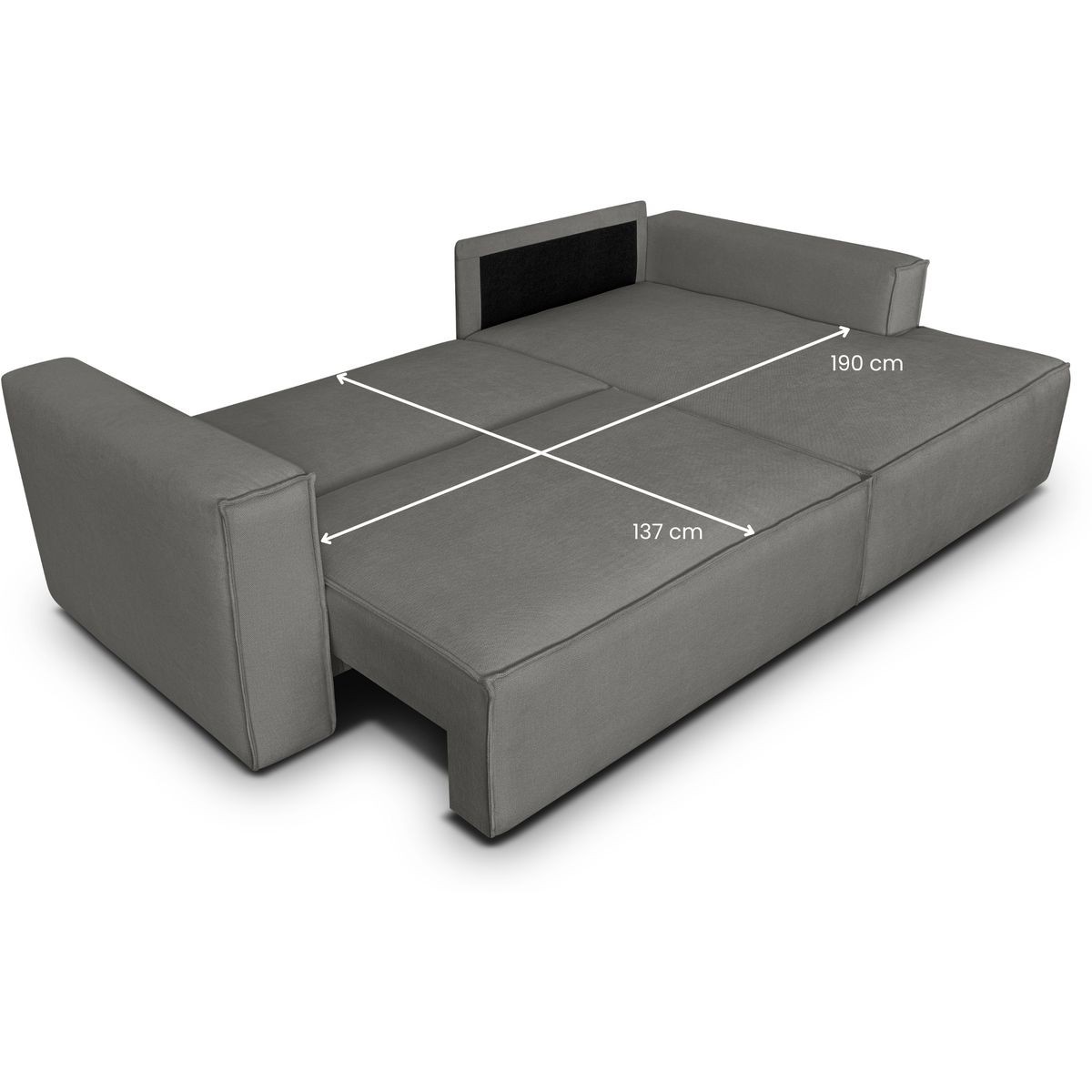 Canapé d'angle à droite convertible 3 places en tissu chenille - ASTI gris, HOMIFAB