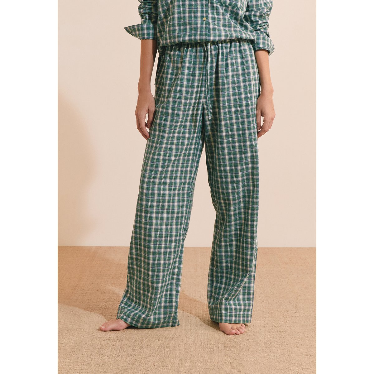 Pantalon de pyjama à carreaux en coton ROSETTA vert, ETAM