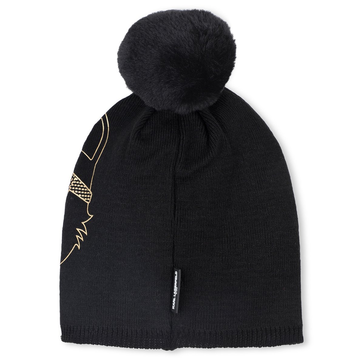 Chapeau tricoté avec pompons black, KARL LAGERFELD KIDS