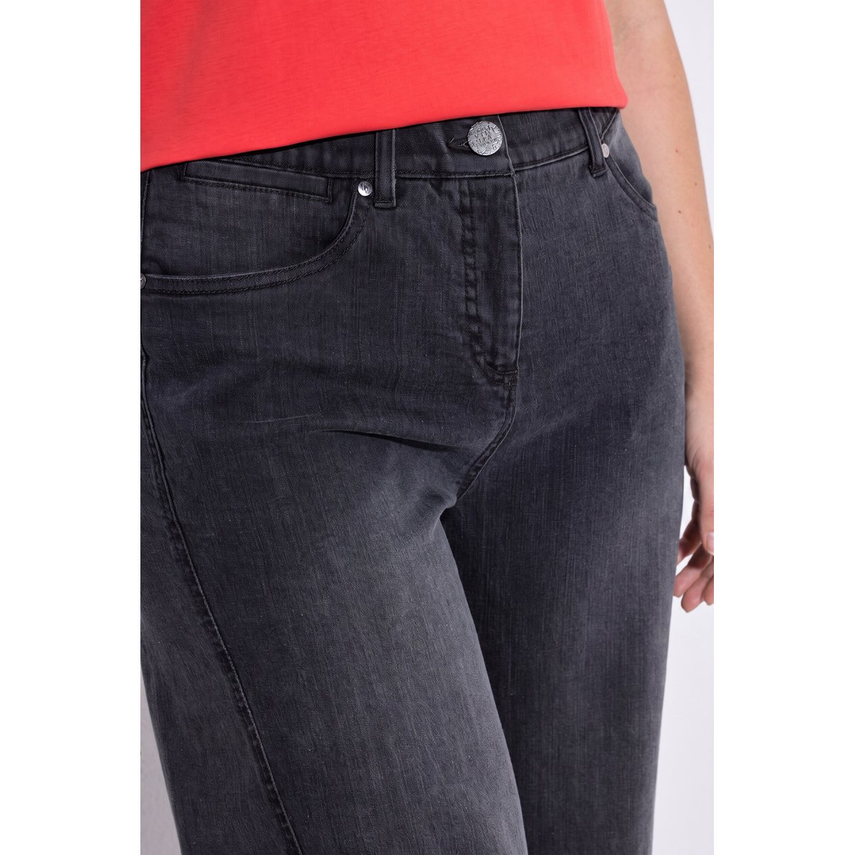 Jean Mary, coupe large jean gris foncé, ULLA POPKEN
