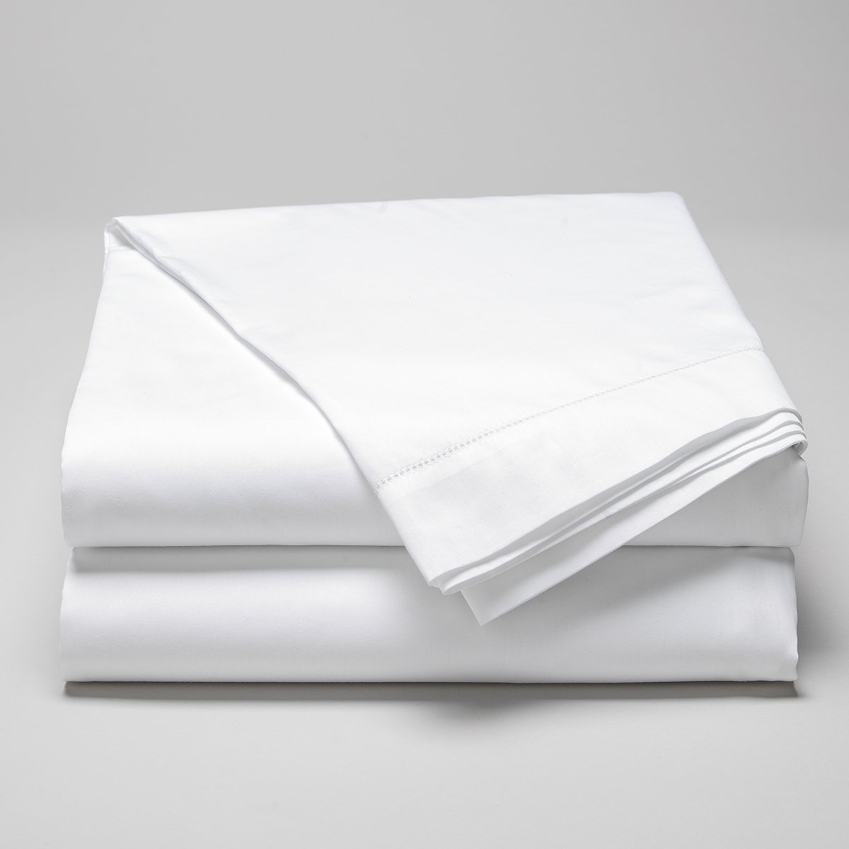 Drap plat satin de coton égyptien 120 fils - 300 tc LONDON blanc, COTTON & CO