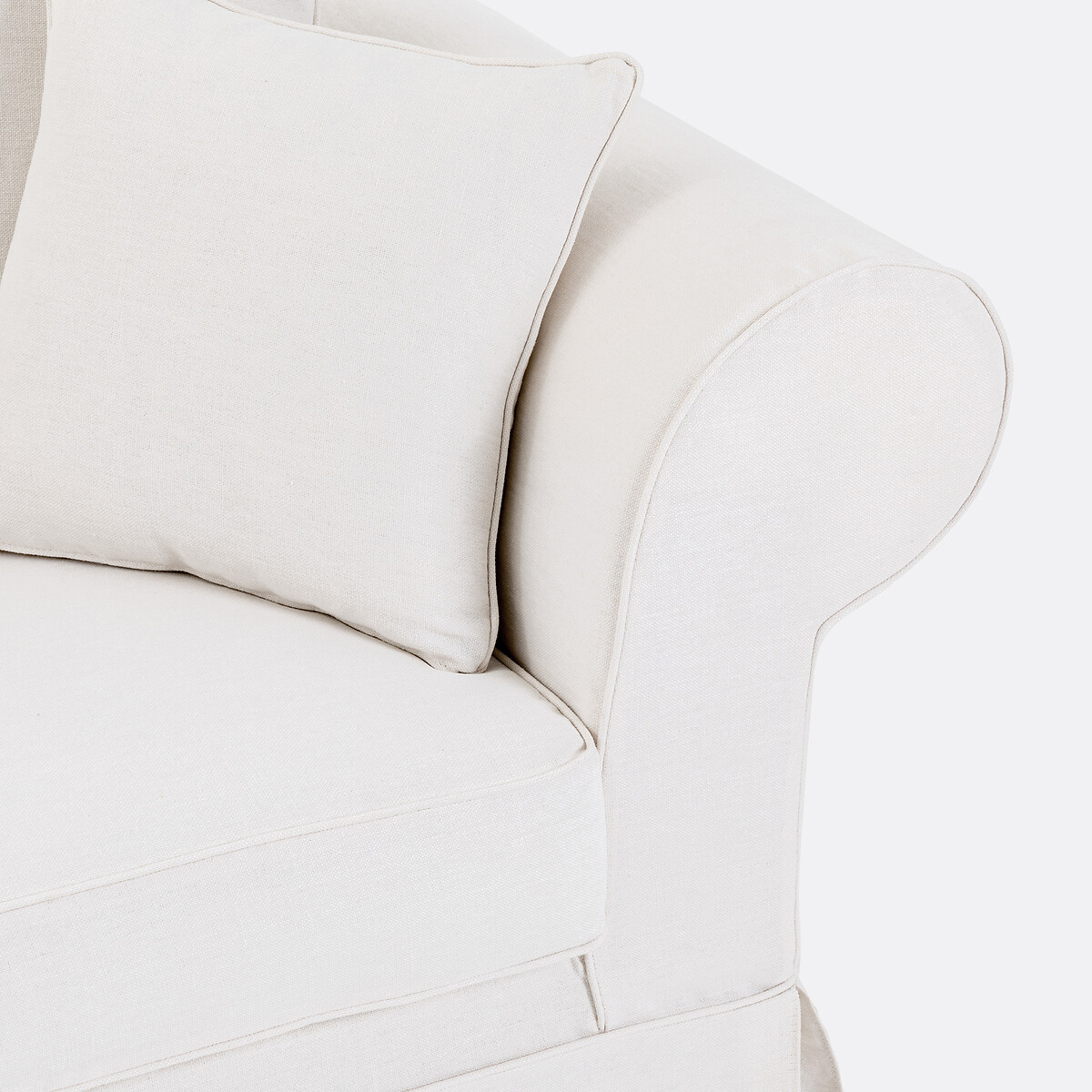 Canapé droit convertible, 2 ou 3 places, déhoussable, en lin épais, ADELIA blanc, LA REDOUTE INTERIEURS