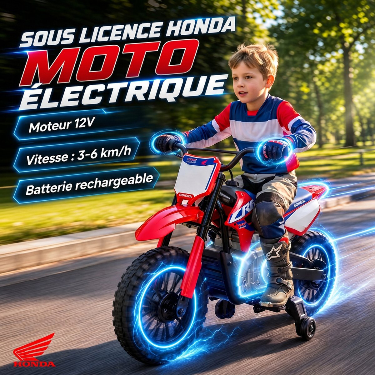 Moto électrique à conducteur assis Acier rouge et bleu, AIYAPLAY