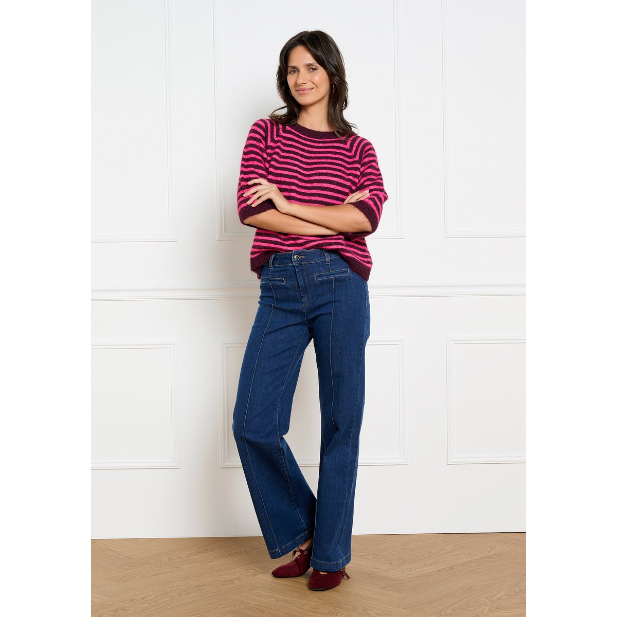 Jean bootcut taille classique dark blue, LOLALIZA